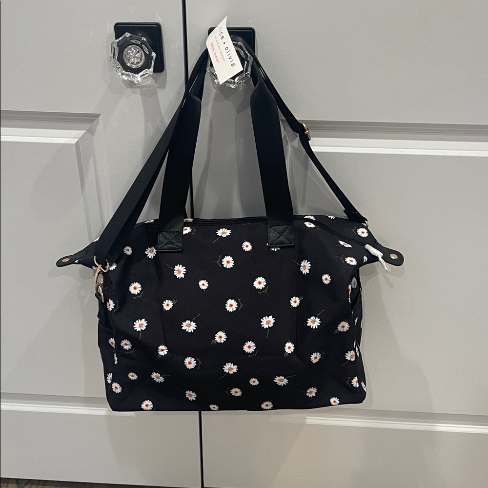 Alice + Olivia Black Tote with Floral Design NWT